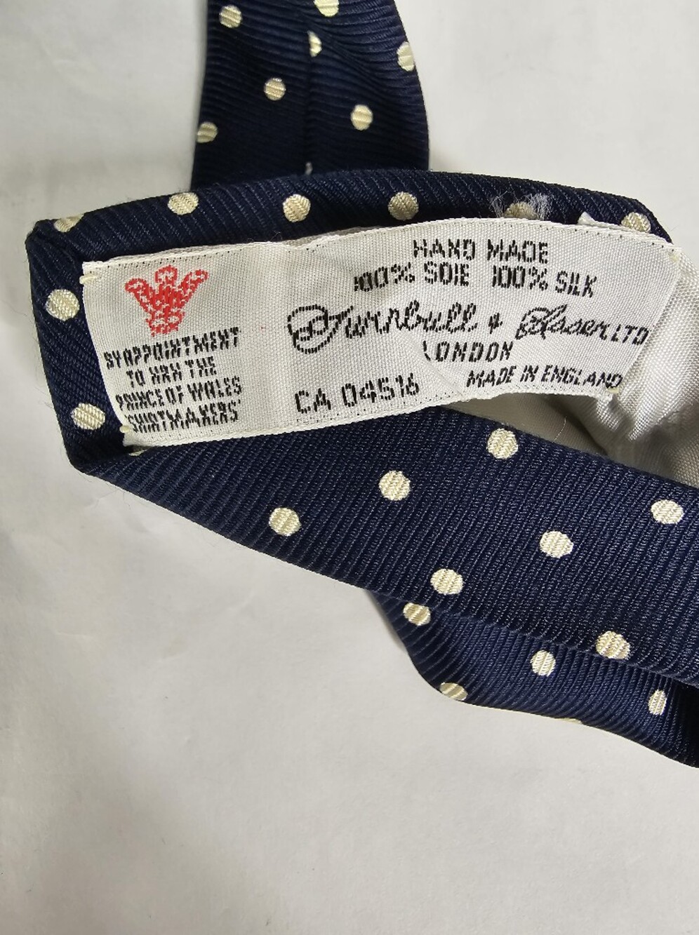 Turnbull & Asser Navy Cream Polka Dot 100% Silk Tie British Luxury - Picture 6 of 7
